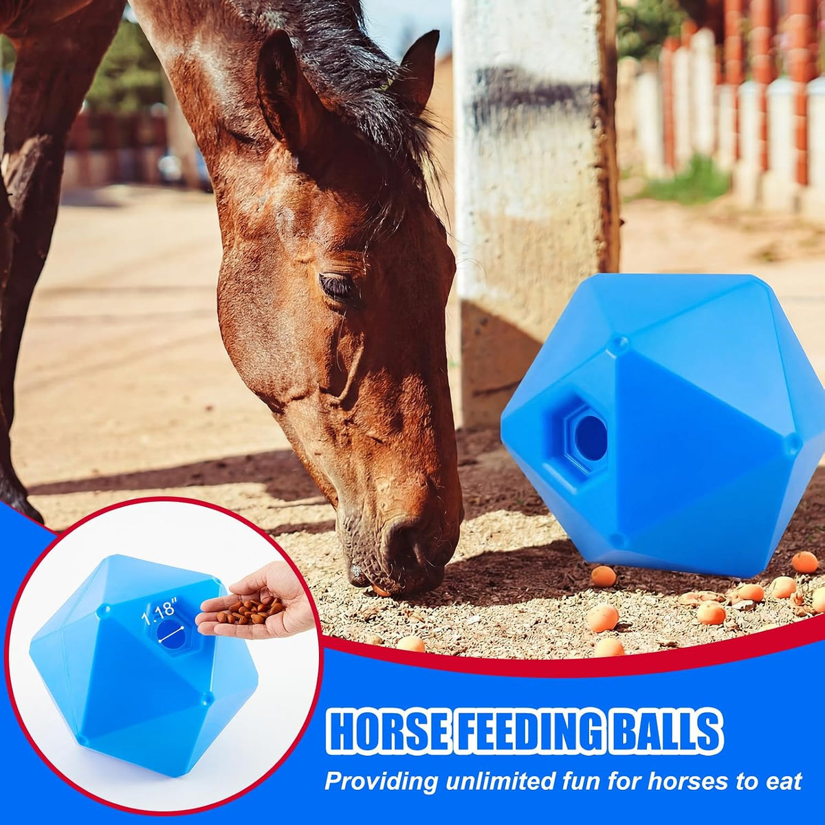 1 Pack Horse Treat Ball, 9" Feeder Toy for Horses, Blue