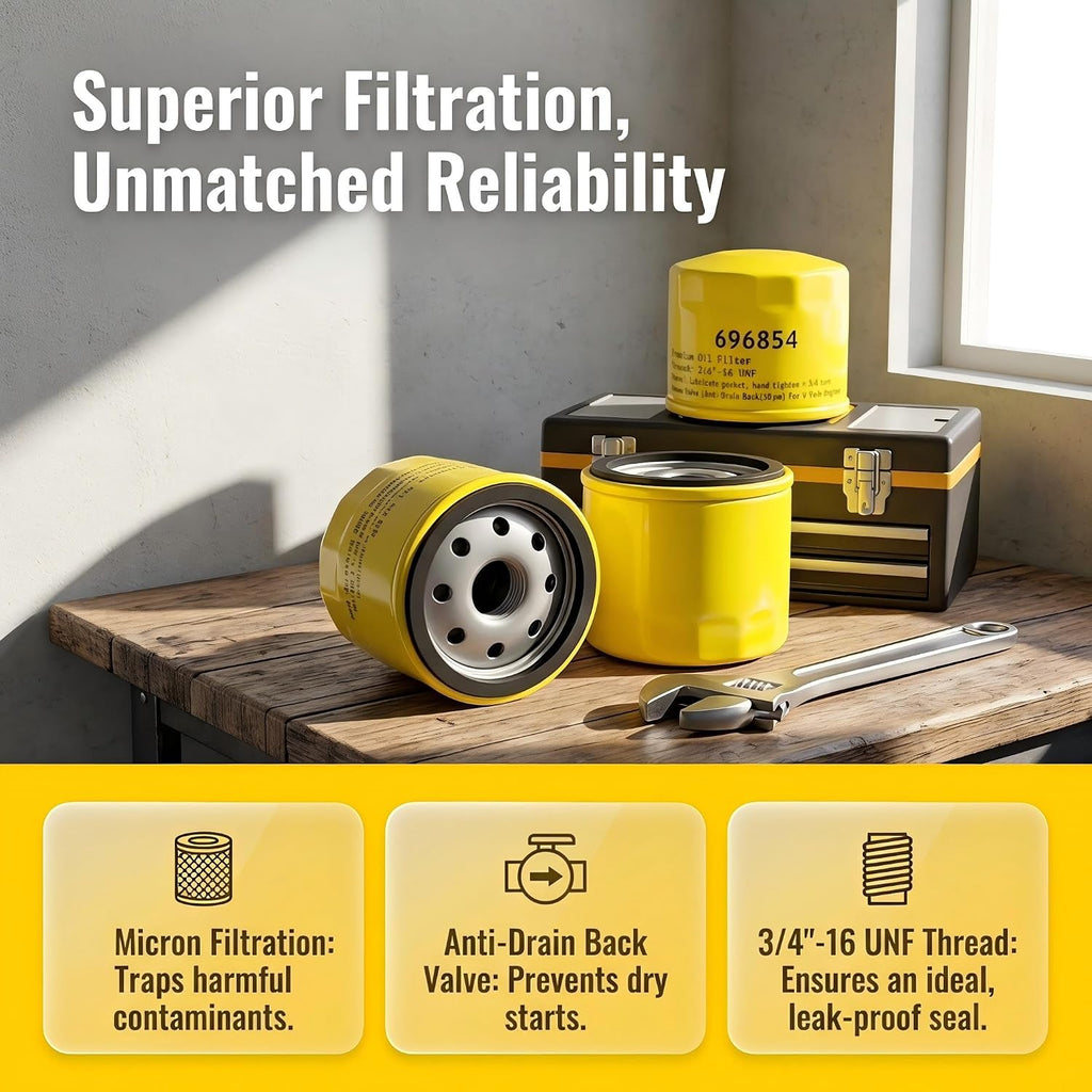 3‑Pack 696854 Oil Filter Compatible with Briggs & Stratton 492932S 795890