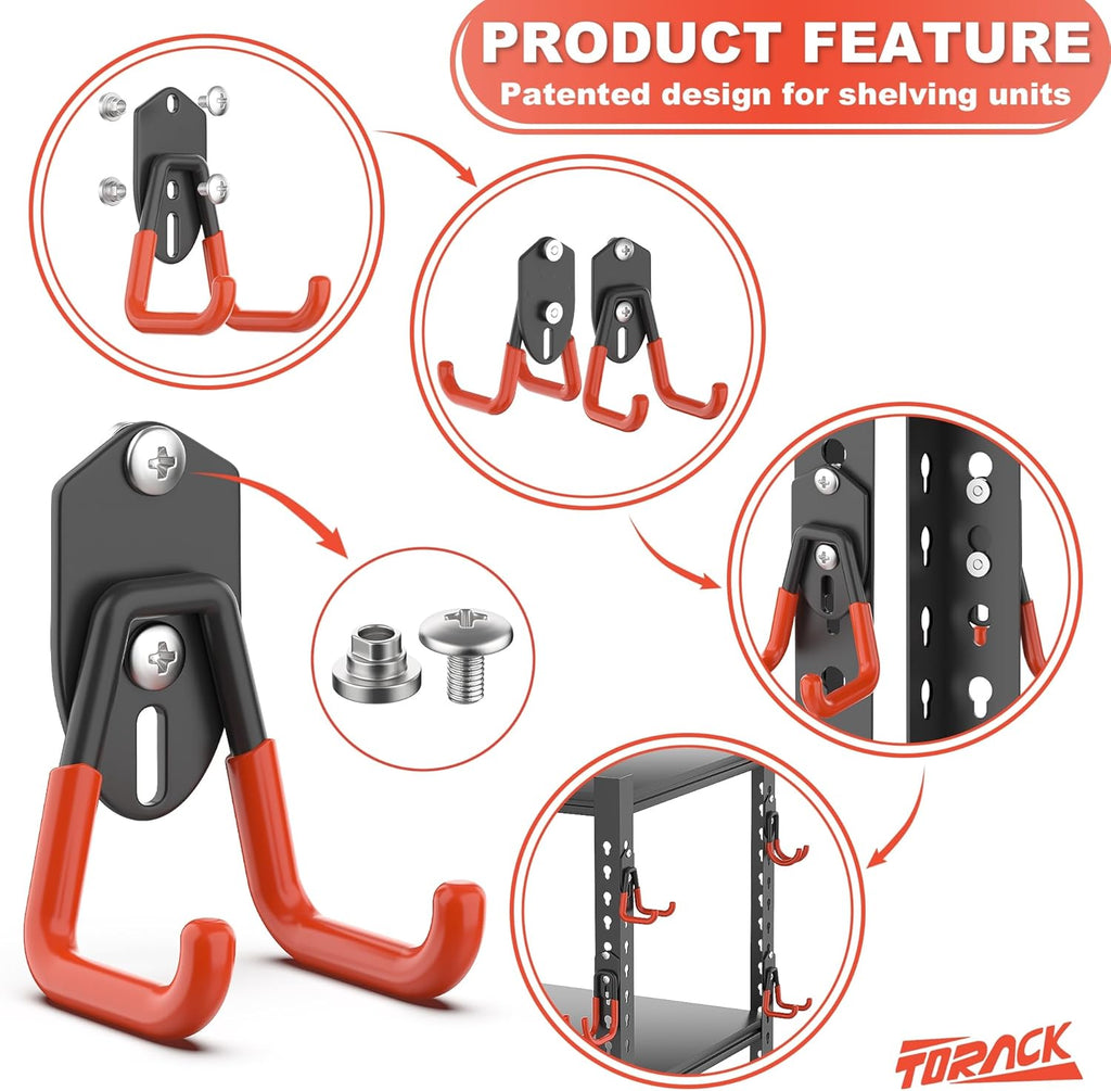 15 PCS Garage Storage System Hooks, Shelving Hooks for Keyhole Shelving Units Wall Mount Utility Hooks for Tools