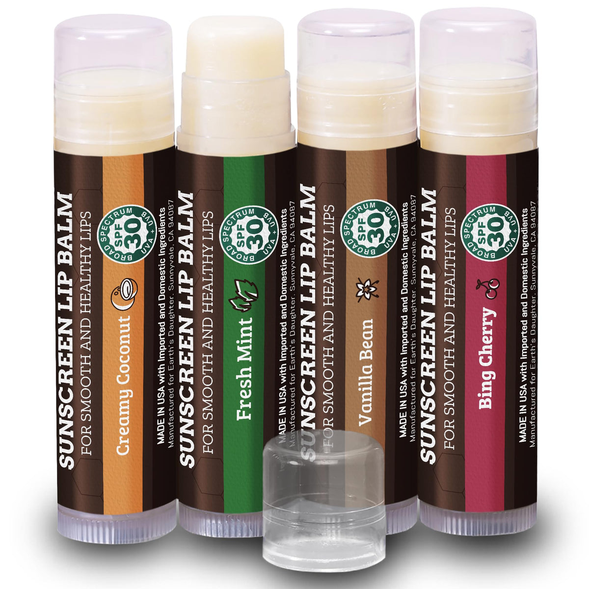 Sunscreen Lip Balm SPF 30 4-Pack - Variety Pack