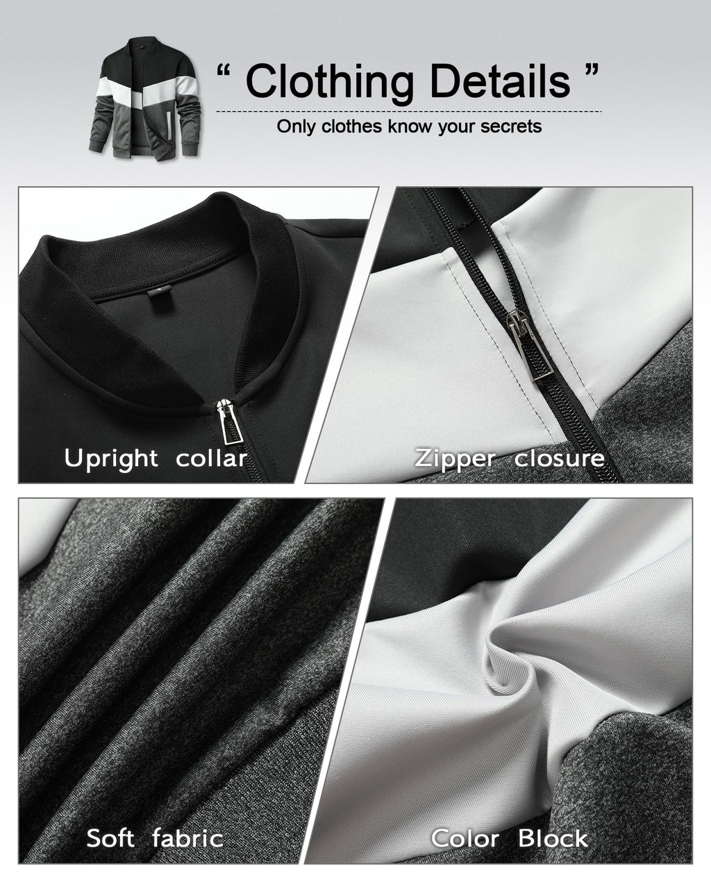 Men's Lightweight Jacket Casual Bomber Jacket Color Block Varsity Coat