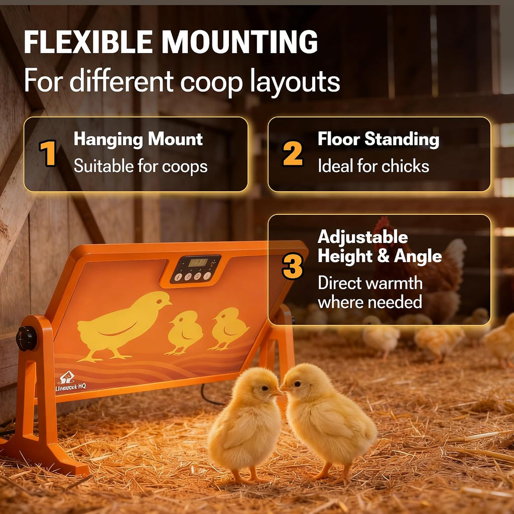 Chicken Coop Heater with New Technology Far-Infrared Heating - Adjustable Radiant Panel for Chicks, Fire-Safe Coop