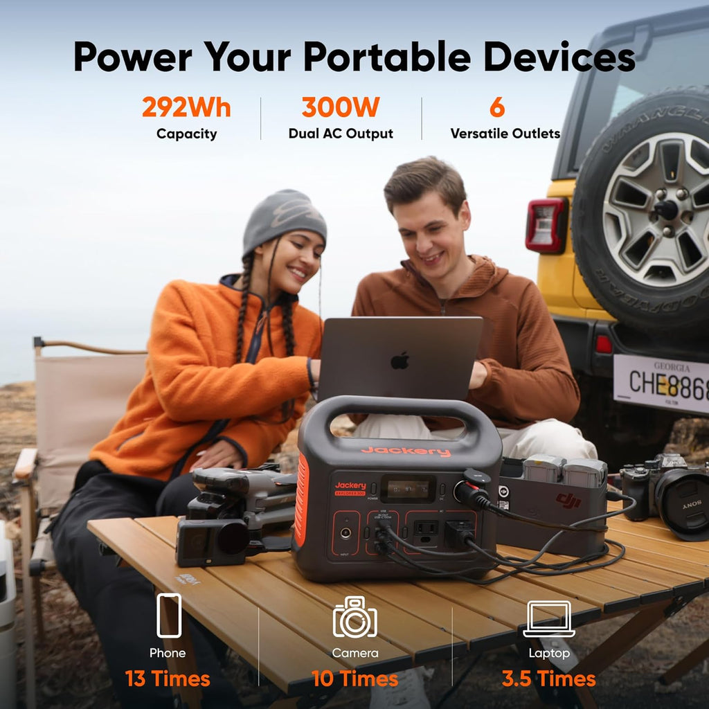 Solar Generator 300, 292Wh Power Station with 40W Solar Panel, 300W Pure Sine Wave AC Outlet for RV Outdoors Camping