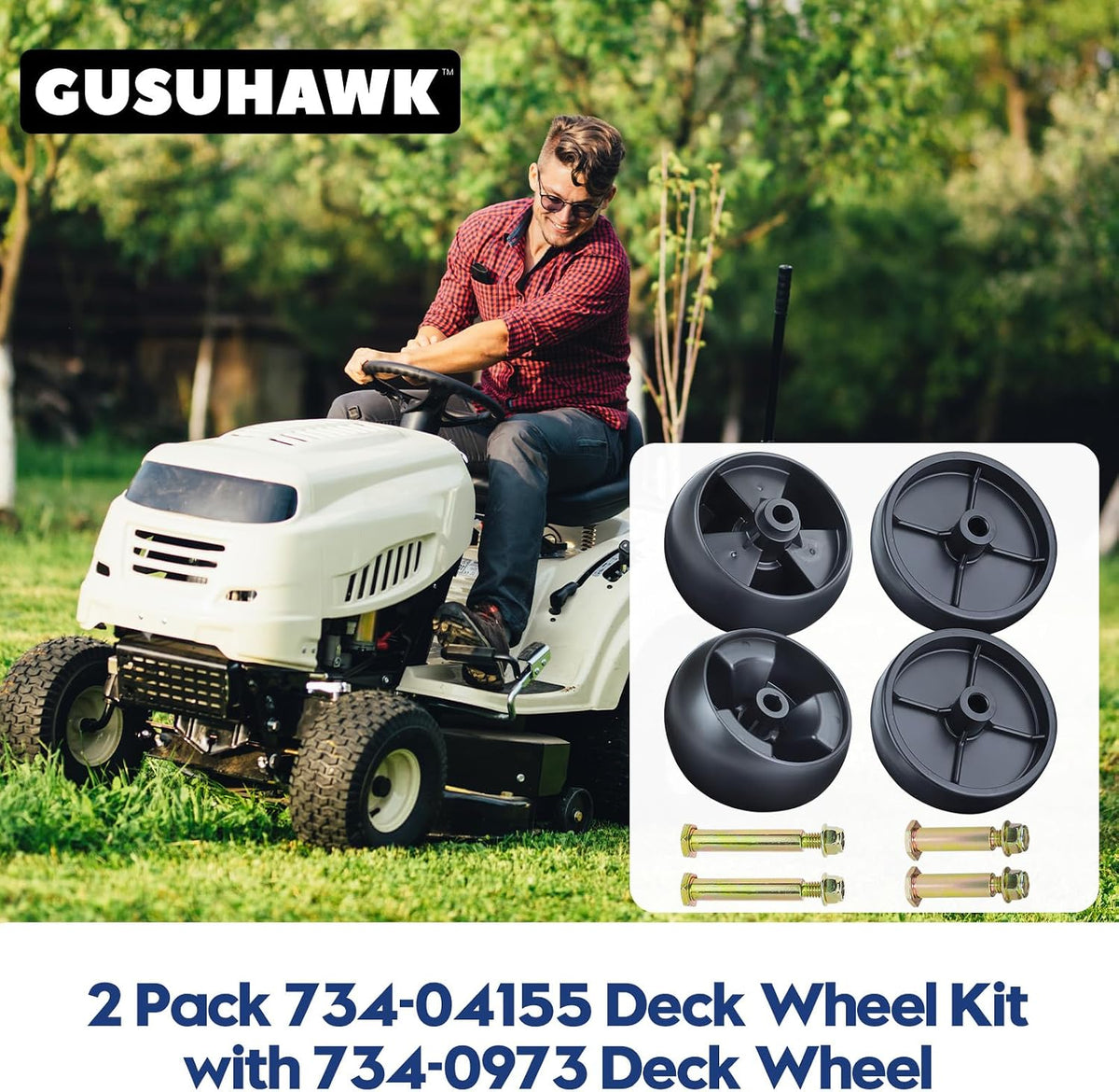 2 Pack 734-04155 Deck Wheel with 734-0973 Deck Wheel for Cub Cadet