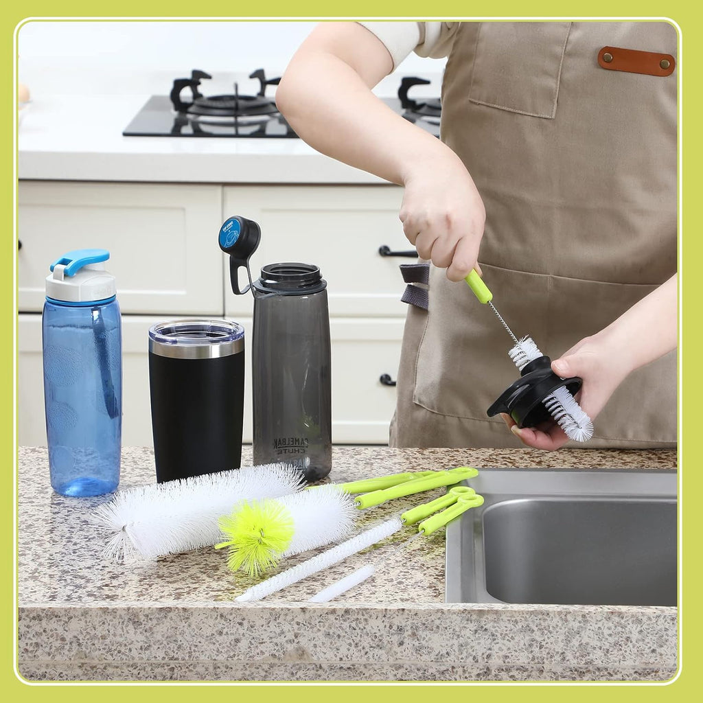 Bottle Cleaning Brush Set - Long Handle Bottle Cleaner for Washing Narrow Neck Beer Bottles, Sports Water Bottles