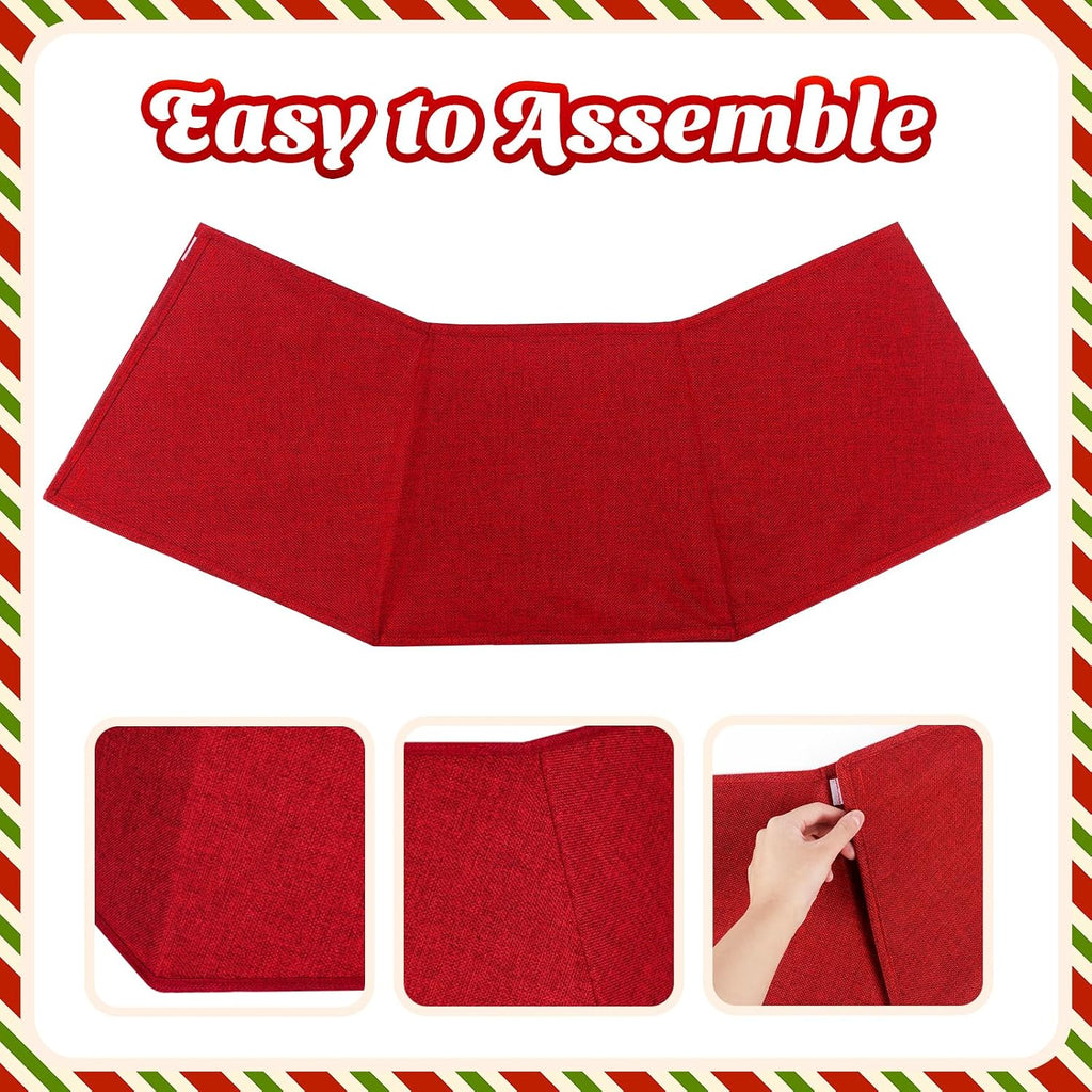 Christmas Tree Skirt 26’’ Christmas Tree Skirts Collar Stand, Foldable Christmas Tree Ring for Artificial Trees