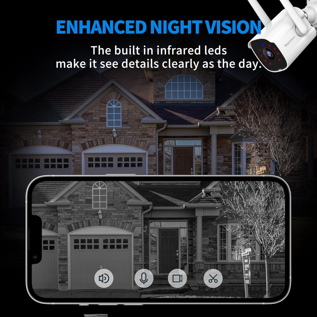 2K Home Security Cameras, 4 Pack Wired WiFi Outdoor Security Cameras with Night Vision, Two-Way Audio, 2.4G WiFi