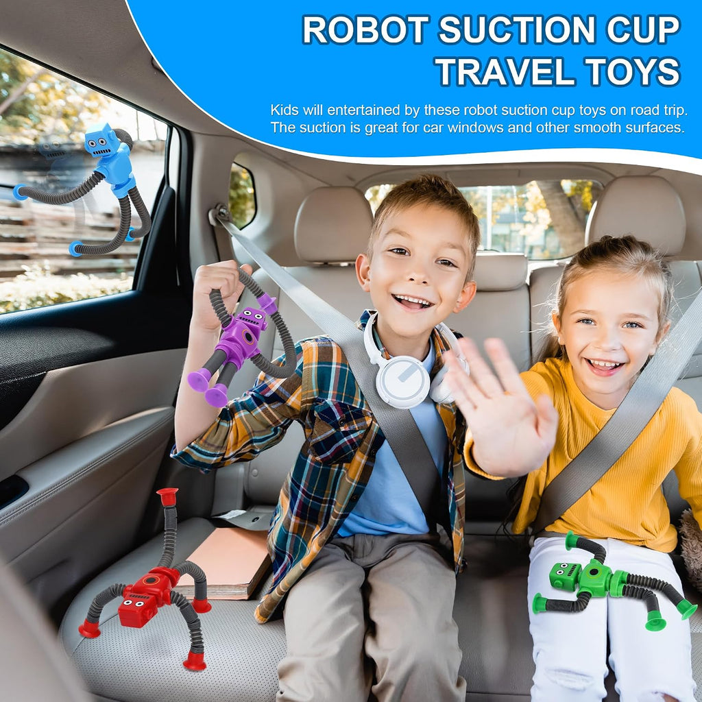 Robot Sensory Pop Tubes Toys 6PCS for Toddlers Boys Age 3-8, Suction Cup Stretchy Fidget Toy, Travel Toys, Autism