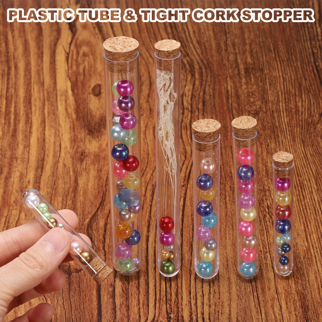 20x150mm 30ml Plastic Test Tubes with Cork Stoppers 20 Pcs