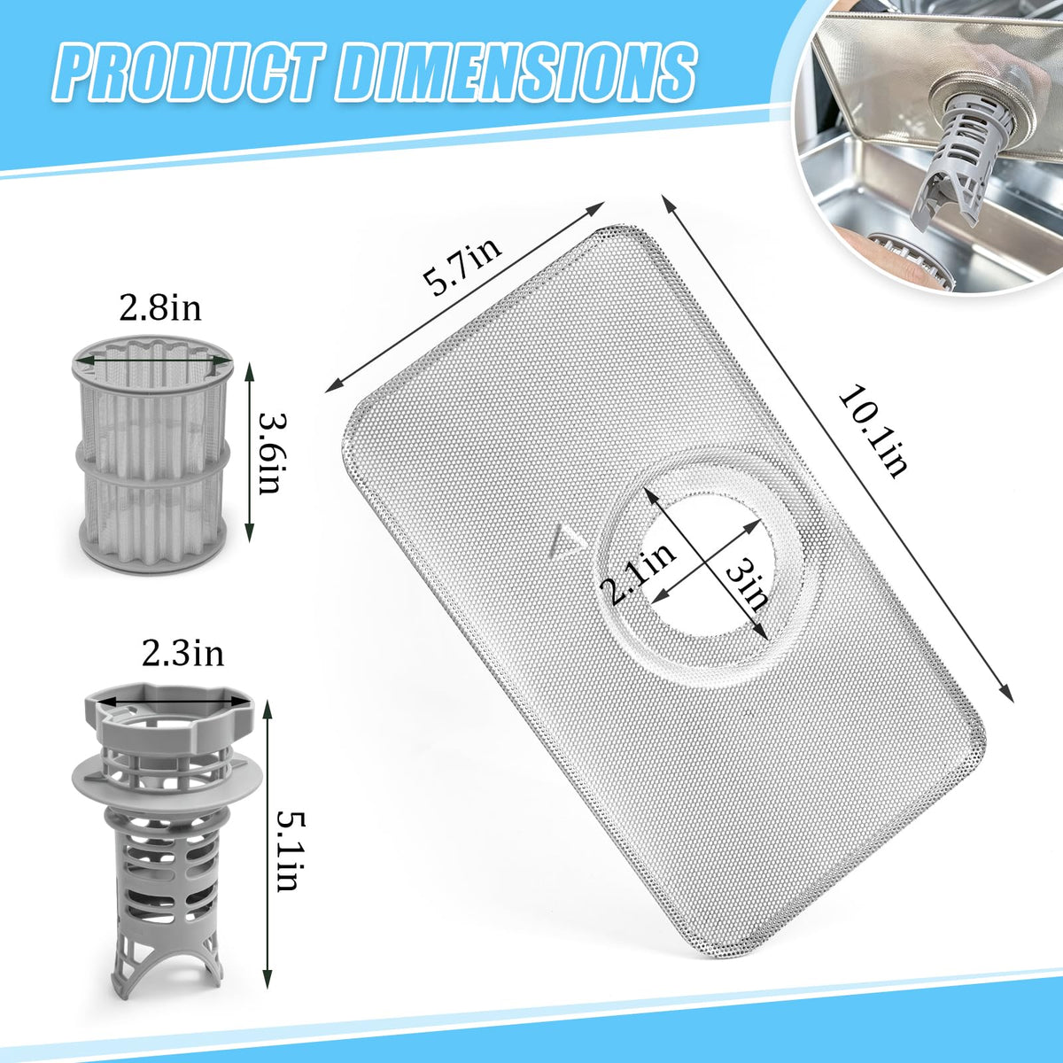 00751458 Fine Filter & 00645038 Micro Filter for Bosch Dishwasher Replaces
