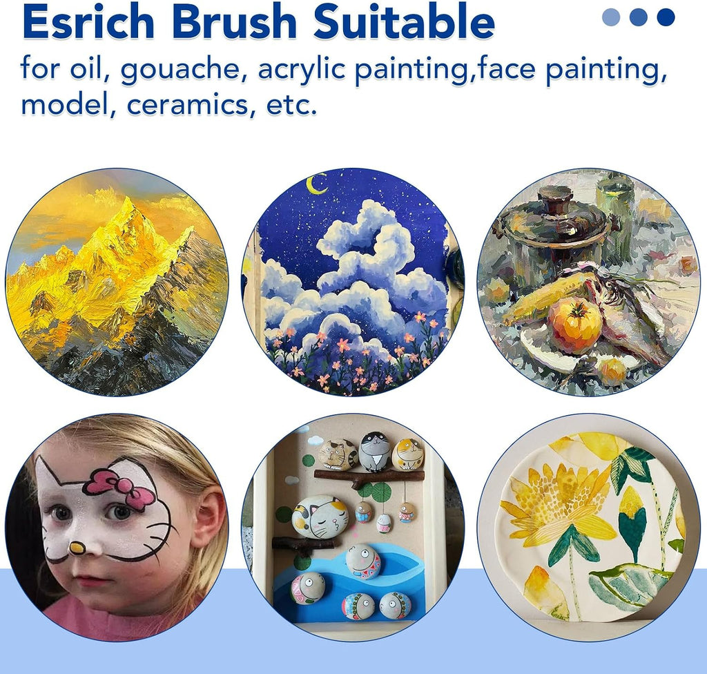 Paint Brush Set,6 Packs 60 Pcs Nylon Hair Paint Brushes for Acrylic Painting,Artist Paintbrushes for
