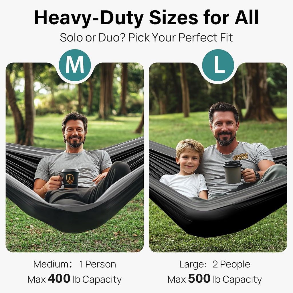 Camping Hammock, Portable Hammocks with Tree Straps & Attached Carry Bag, Camping Essentials Gear, Perfect for