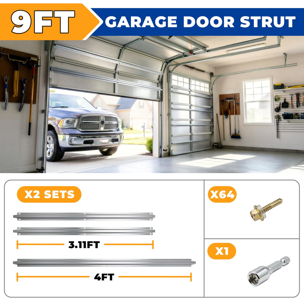 Garage Door Strut, 2 Set 9 FT Garage Door Bracket