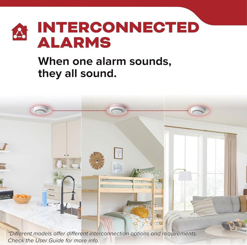 Smoke Detector, Hardwired with 10-Year Battery Backup, Interconnectable, LED Status Lights, 85 dB Alarm, 5-inches