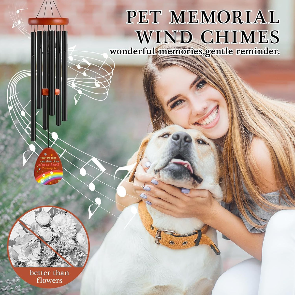 Dog Memorial Wind Chimes and Shadow Box, Pet Memorial Gifts for Dogs, Loss of Dog Cat Sympathy Remembrance Gift
