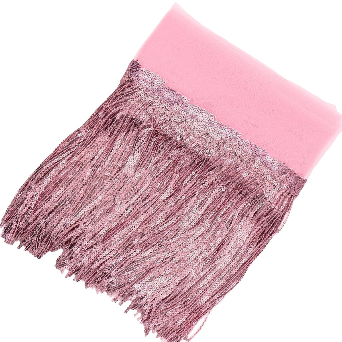 9.5 Yards Pink Fringe Trim Lace Sequin Fringe Ribbon