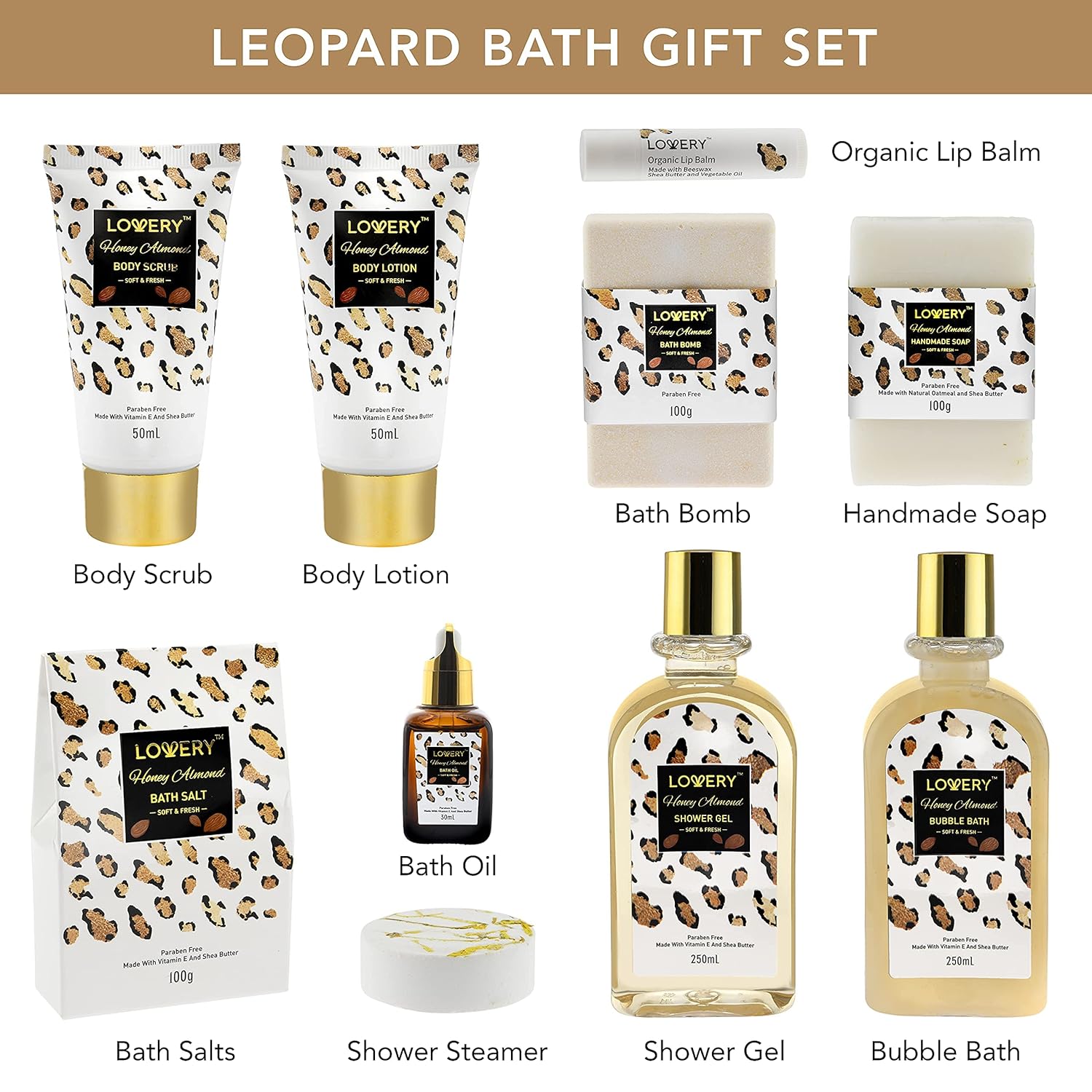 Luxury At-Home Spa Kit with Honey Almond Scent - Bath Gift Basket with Vit E-Rich Bath Essentials, Tumbler, Ear