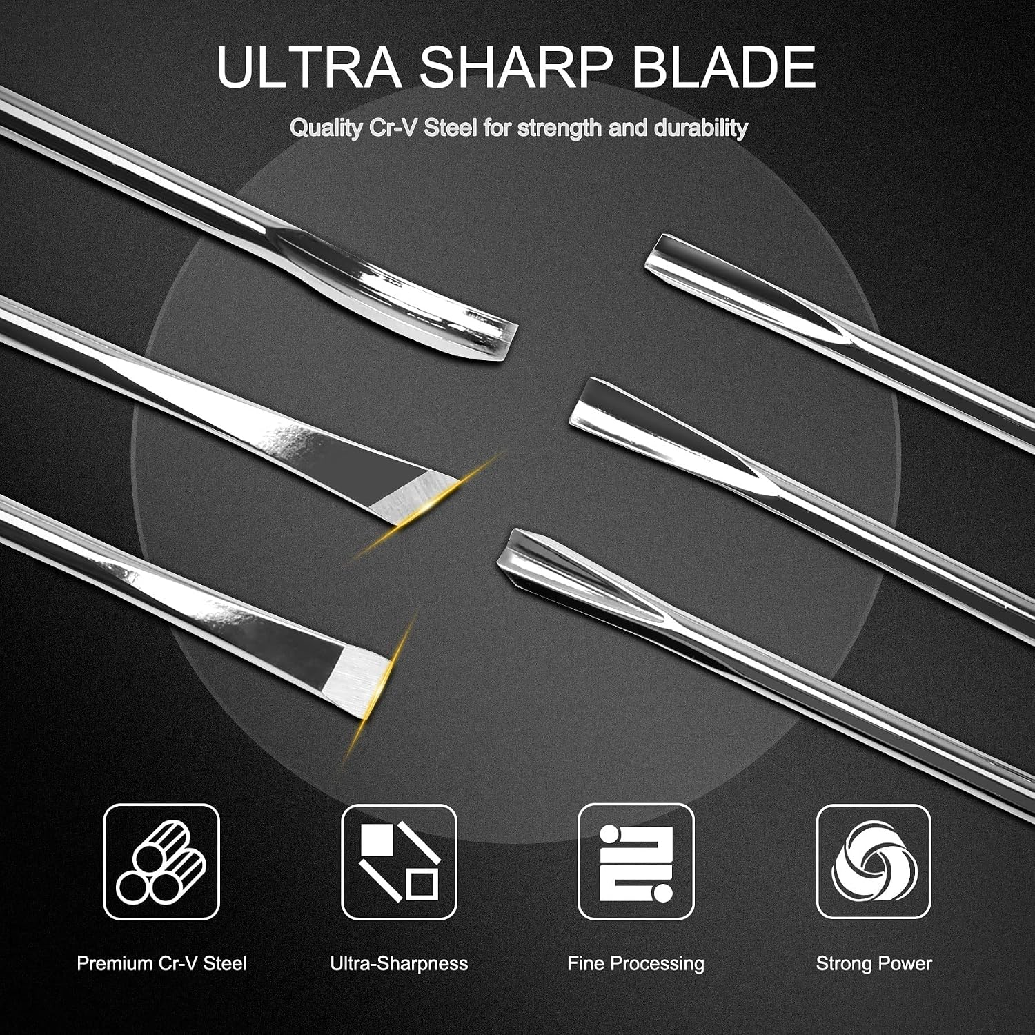 Wood Carving Tools, 6-Piece Wood Chisel Sets, CRV Steel Blades with Rust-Resistant Electrolytic Coating, Fishtail