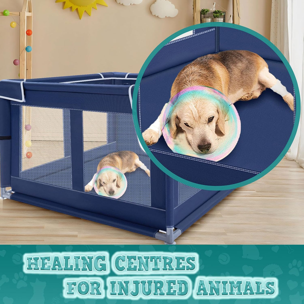 42x42 Inch Puppy Playpen with Cover, Dog Playpen for Puppies or Small Dogs, Pet Fence for Indoor & Outdoor, Sturdy
