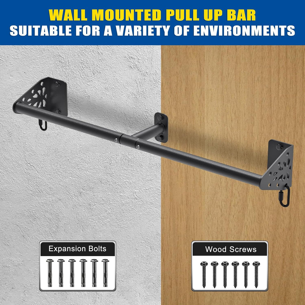 Wall Mounted Pull Up Bar - Heavy Duty 500 LB Capacity Doorway Chin Up Bar for Home Gym, Sturdy Steel Construction