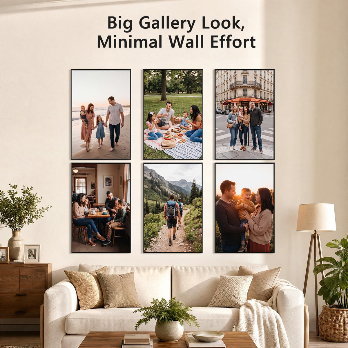 24x36 Poster Frame 6 Pack, Easy Snap‑On Assembly, Black