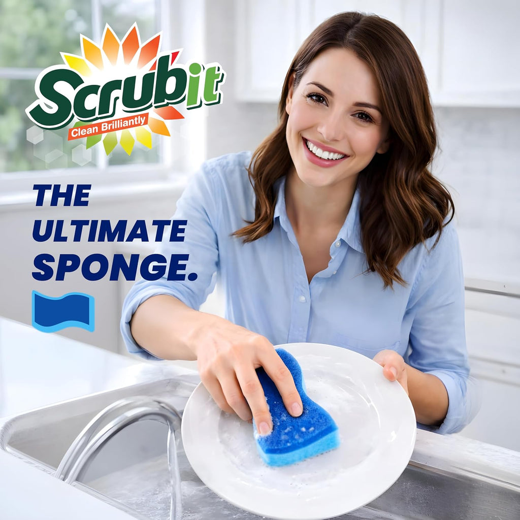 30 Pack Sponges for Kitchen and Household Use, Blue Dish Sponge, Kitchen Sponges, Non-Scratch Cleaning Sponges for