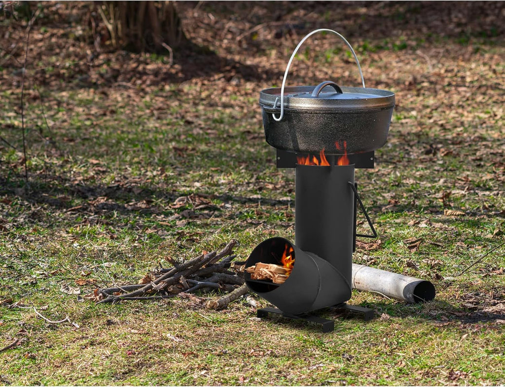 Portable Rocket Stove, Wood Burning Camping Stove | Cross Stand for Pot Cooking, Compact Wood Burning Stove, Ideal