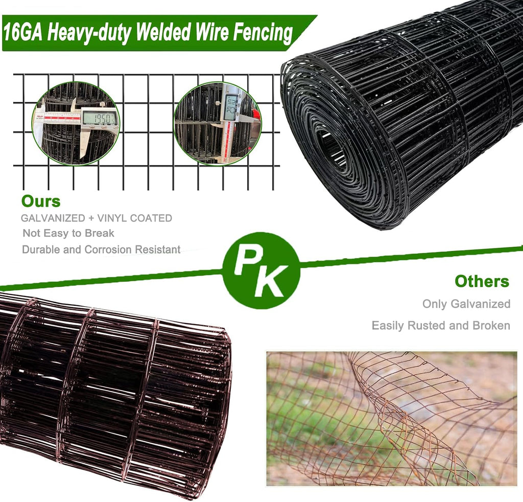 Welded Wire Fence 48inch x 50ft Roll,16 Gauge 2" x 3" Mesh Black