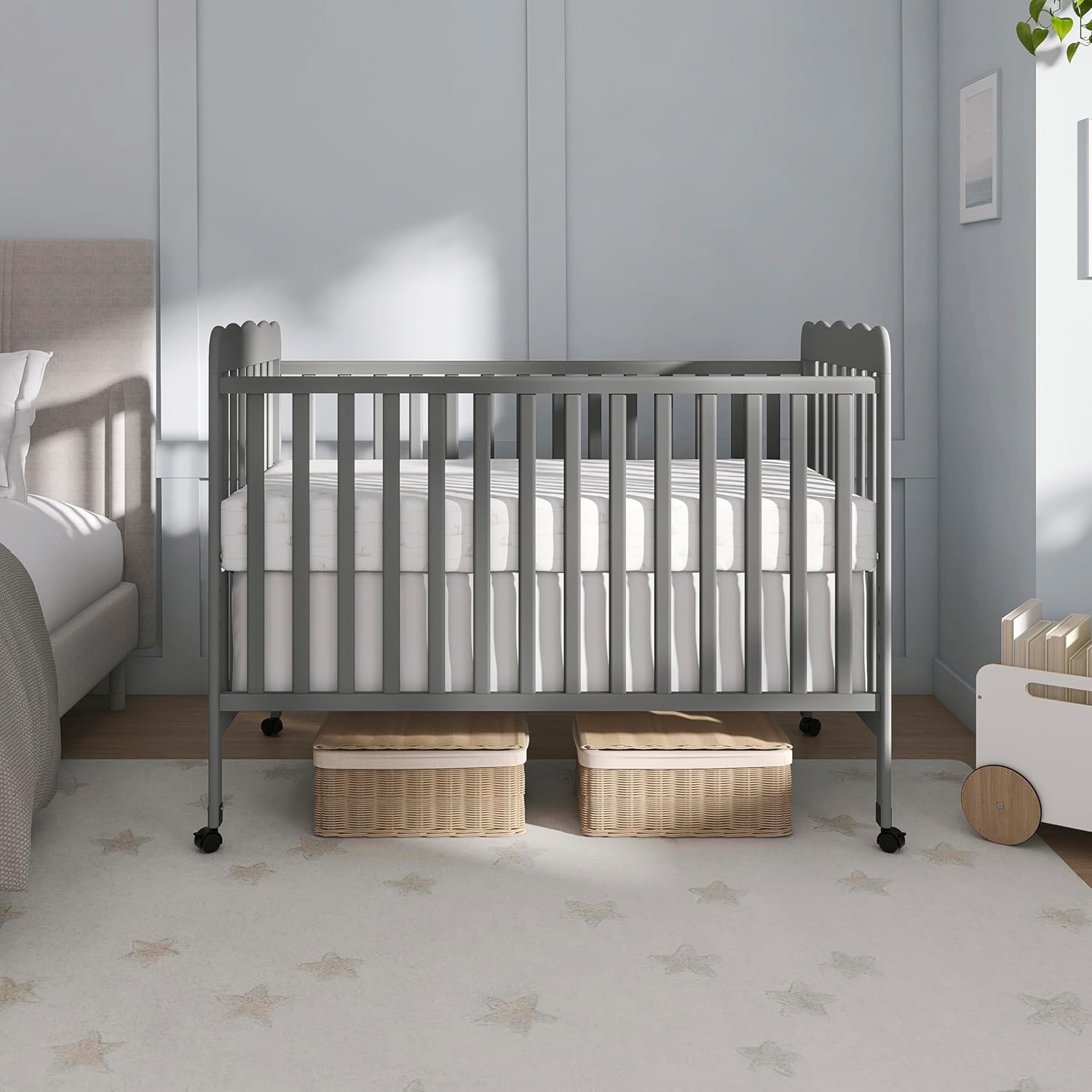 Carson Classic 3-in-1 Convertible Full-Size Baby Crib in Steel Grey, GreenGuard Gold & BSA, 4 Mattress Heights