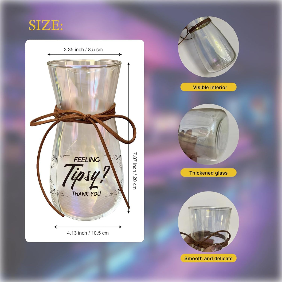 Glass Tip Jar for Bartenders, Restaurants, Bars and Musicians, Style A
