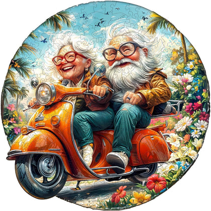 Wooden Puzzles for Adults, Motorcycle Granny Wooden Jigsaw Puzzle for Adults, Cool Wood Puzzles Adult, Unique Shape