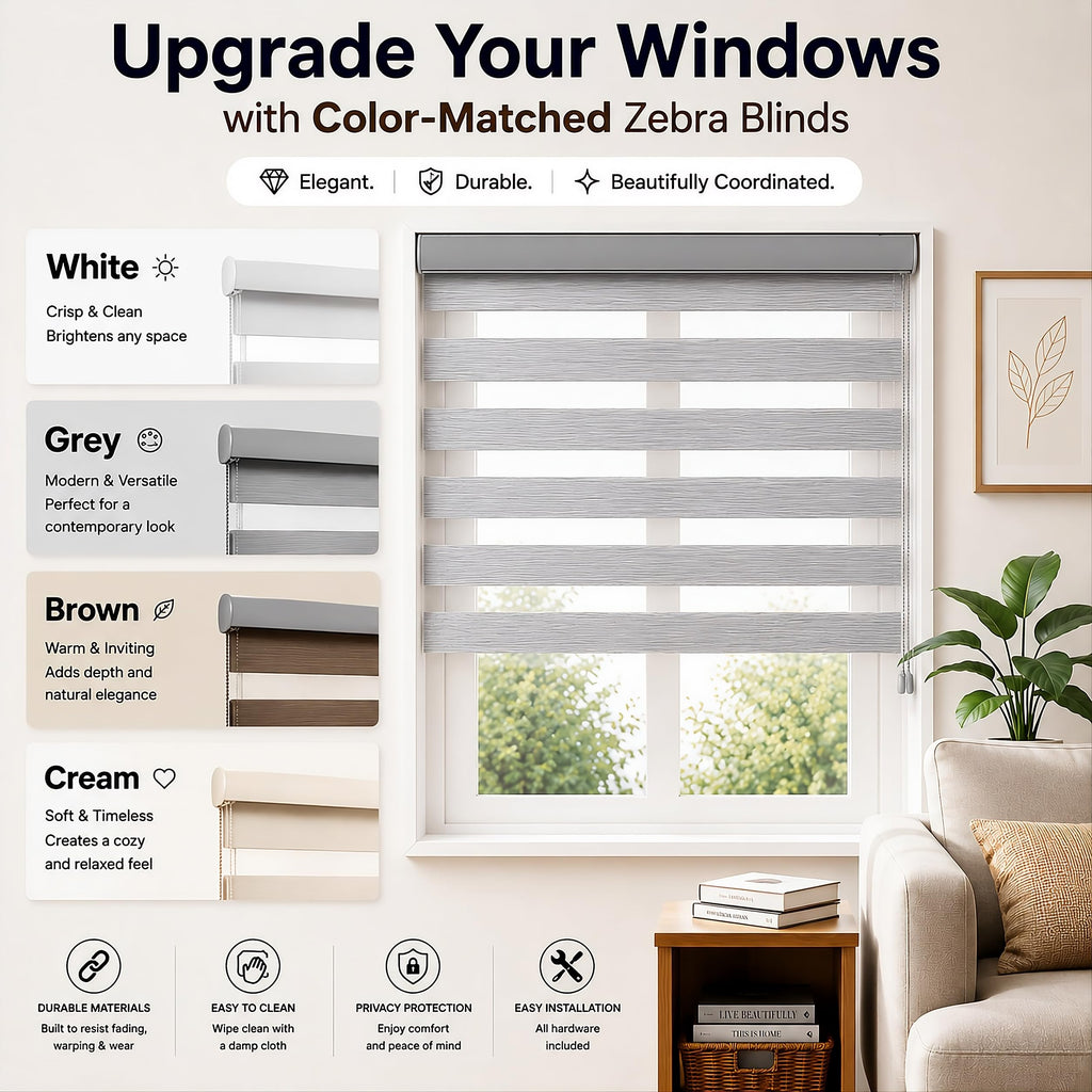Pinecrest Custom Zebra Blinds for Windows,Grey,84" Width X 94" Height