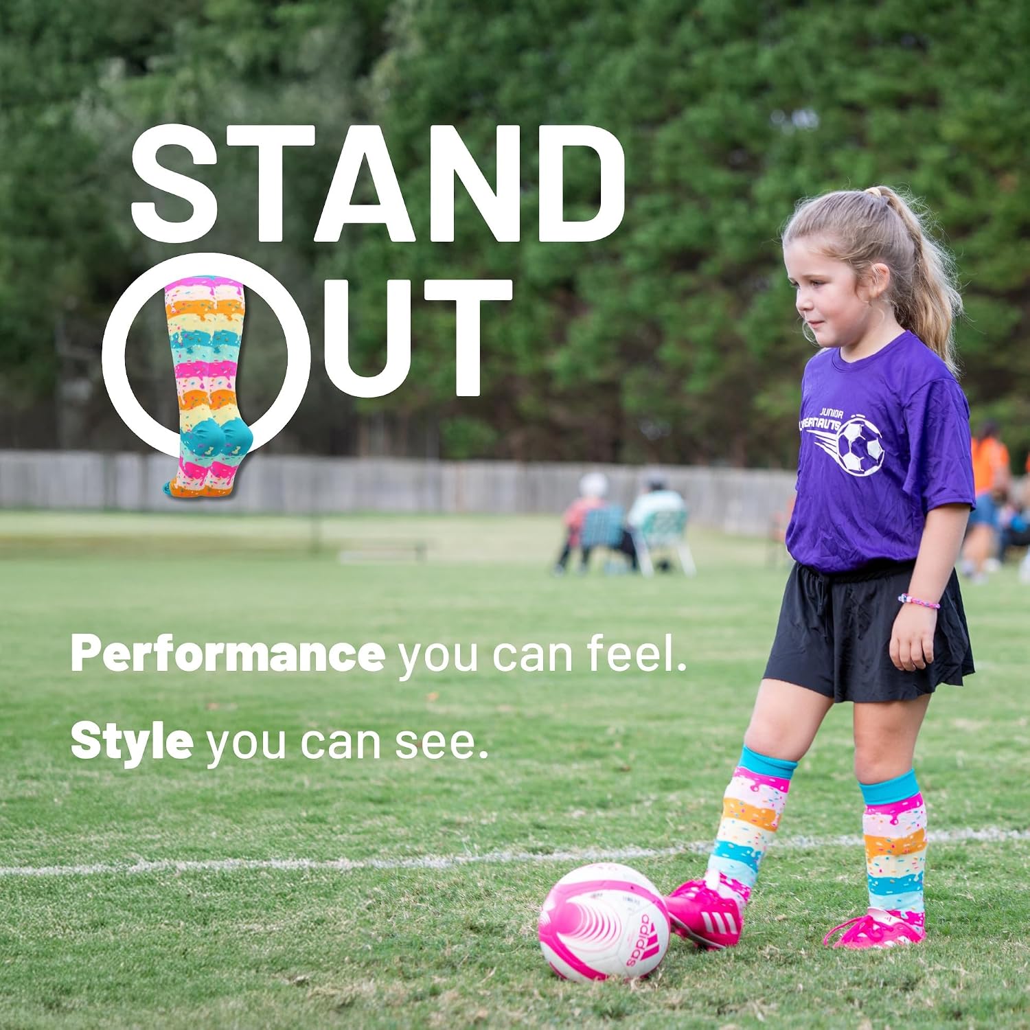 Rainbow Sprinkle Over the Calf Sports Socks – Fun & Colorful Athletic Socks for Girls, Boys, Women & Youth