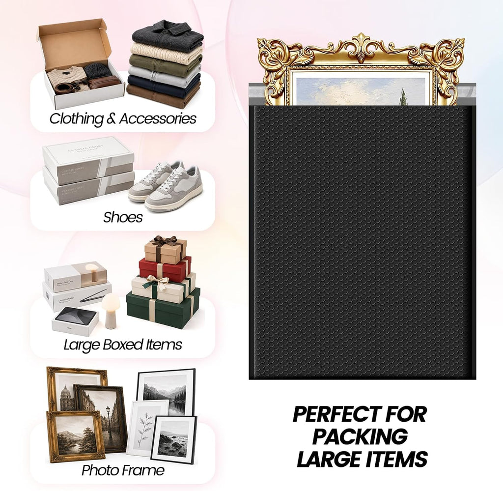 Bubble Mailers 19x24" 15 Pack Black Large Padded Envelopes