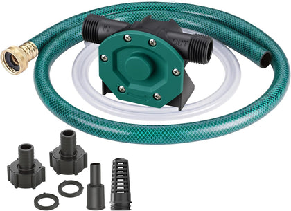 750GPH Drill Powered Self-Priming Mini Hand Water Transfer Drill Pump Kit with Water Hose & Oil Hose, Filter for Home