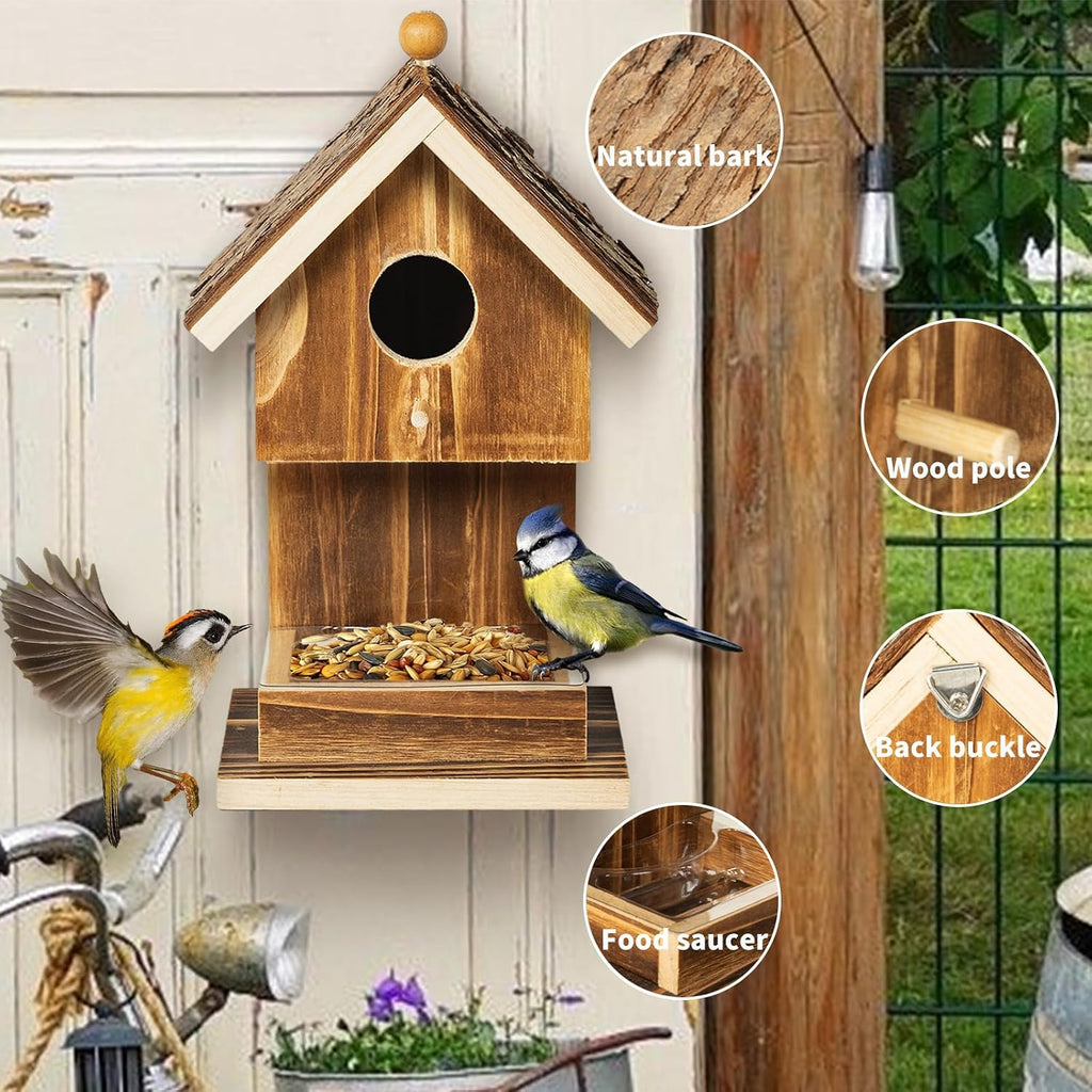 Bird Houses for Outside Hanging Bird House Feeder for Hummingbirds Cardinal Wren Bluebird Wild Birds Small Natural