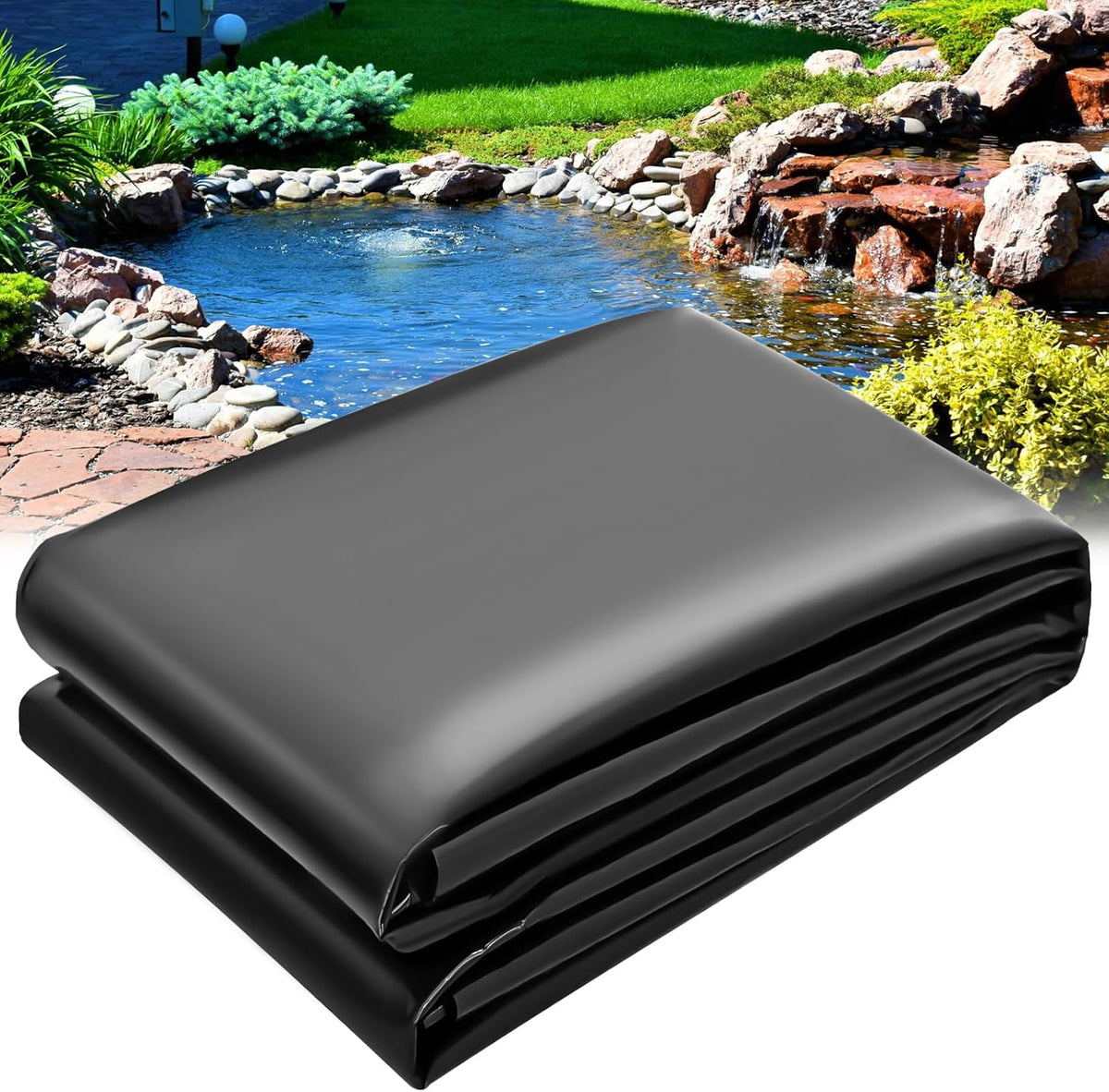 Pond Liner 15 x 20 FT, HDPE Pond Liners for Outdoor, Flexible & Durable Easy Cutting Pond Liners for Garden Fountain