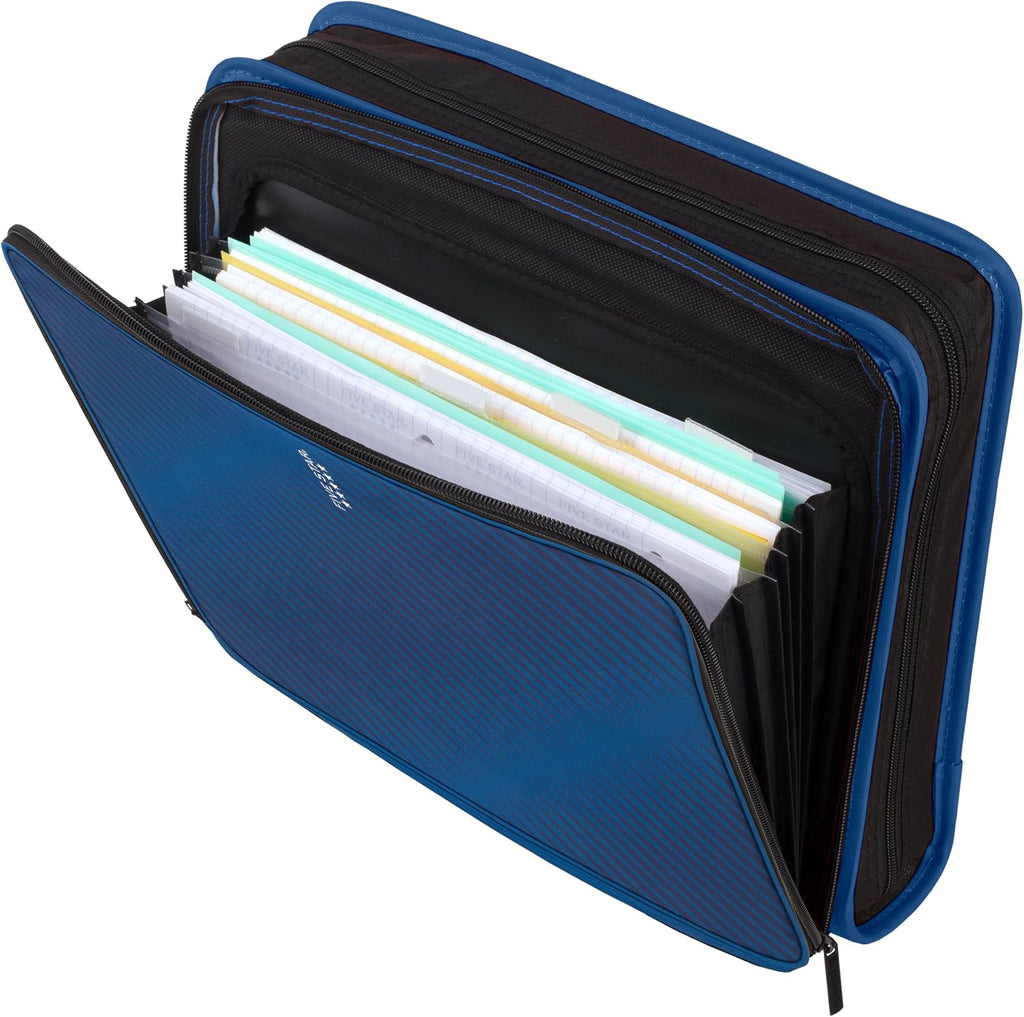 Zipper Binder, 2 Inch 3-Ring Binder with Round Rings, 5-Tab Expanding File, 380 Sheet Capacity, Cobalt Blue (72534)