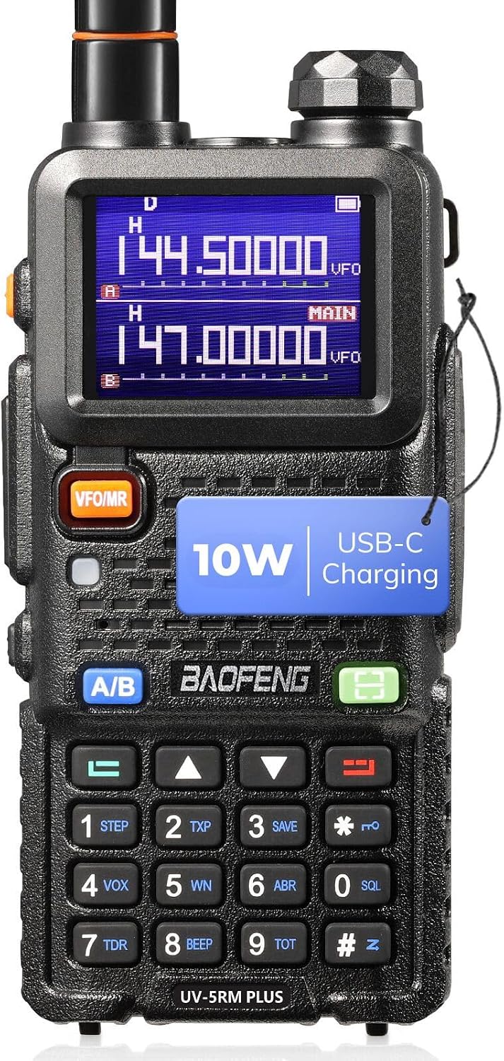 UV-5RM Plus Ham Radio, 10W Long Range Dual Band Two Way Radio | UHF VHF NOAA FM AM(Airband) 1.25M Receiver, 2500mAh