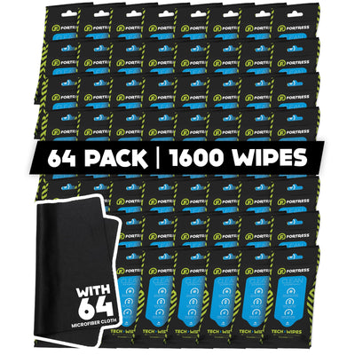 Electronic Wipes With Microfiber Cloth (25 ct, Pack of 64) Screen Cleaner Wipes for Tech