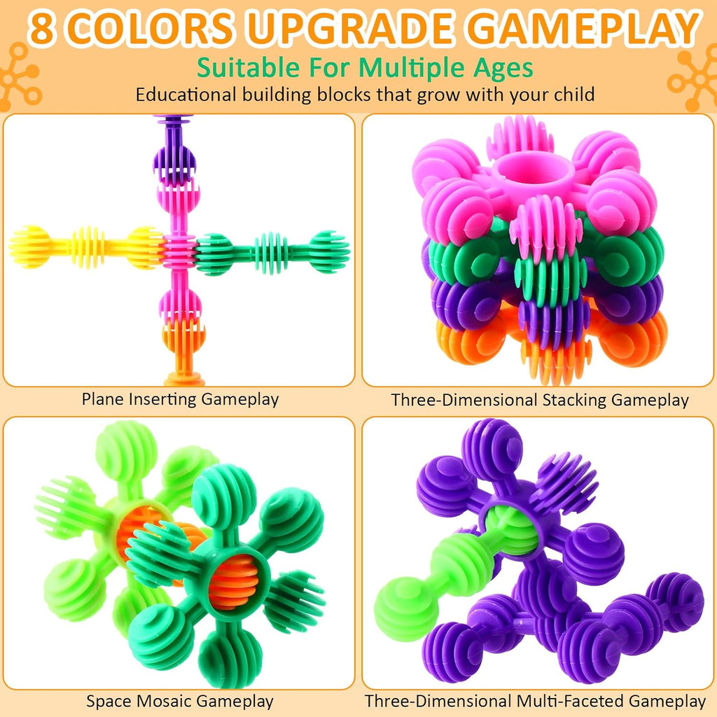 230 Pcs Kids Star Stem Building Toys Building Blocks Plastic Connectors Stem Toys with Storage Box for Kindergarten