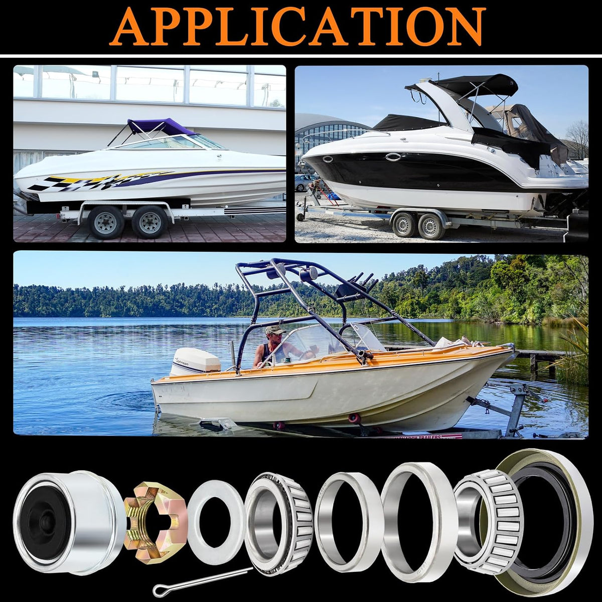 2 Sets Trailer Bearing Kit 3500 lb Boat Trailer Axle Bearing Kits L68149 L44649 Bearing Kits, with 171255TB Grease