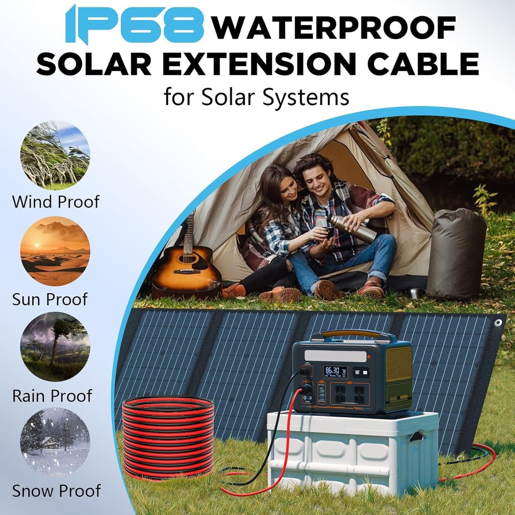 10AWG Solar Wire, Solar Cable 50Ft, Solar Extension Cable, Solar Panel Wire, 10 Gauge Wire Tinned Copper PV Wire for