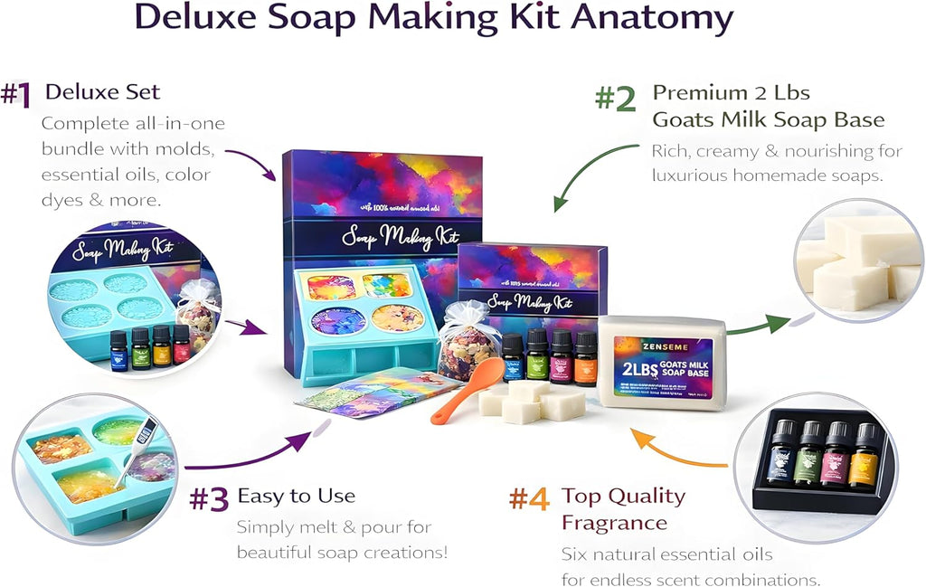 Soap Making Kit for Adults, Make Your Own Soap with Melt & Pour - DIY | Gentle soap supplies 6 Essential Oils