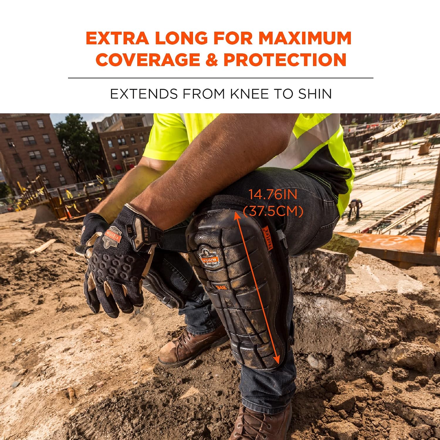 18442 ProFlex 342 Professional Knee Pads, Protective Extra Long Cap, Injected Gel Padded Technology, Adjustable