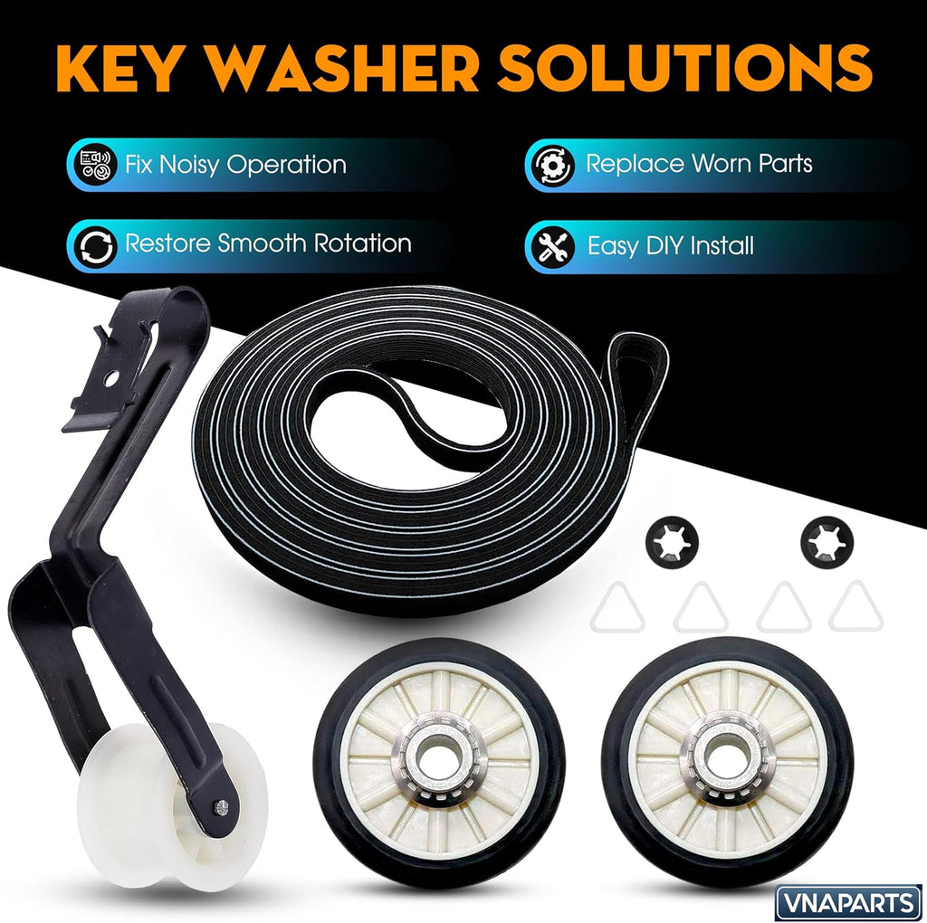 For Amana NED4655EW1 NED4600YQ1 NGD4655EW2 NED4600YQ0 Dryer Repair Kit | Rollers 14210017, Belt 341241, Idler Pulley