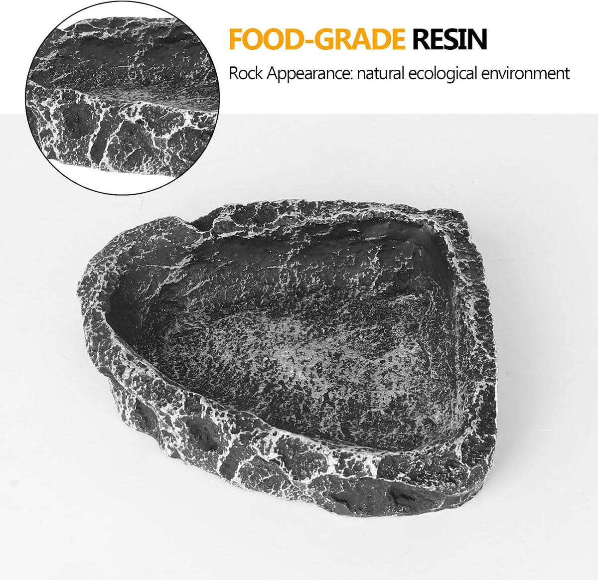Reptile Water Dish Food Bowl for Bearded Dragon Tank Accessories, Reptile Rock Feeder for Tank 2 Pack Corner Resin