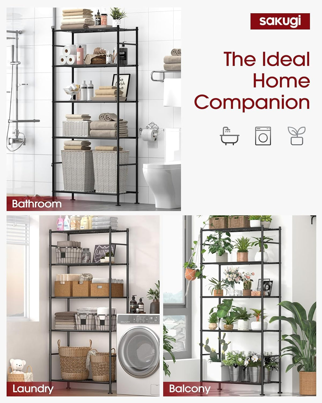Storage Racks - 2 Pack, 5-Tier Freestanding Steel Shelving Units with Reinforced Frame, Adjustable Garage