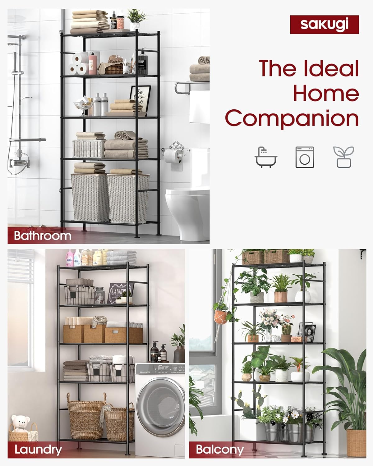 Storage Racks - 2 Pack, 5-Tier Freestanding Steel Shelving Units with Reinforced Frame, Adjustable Garage