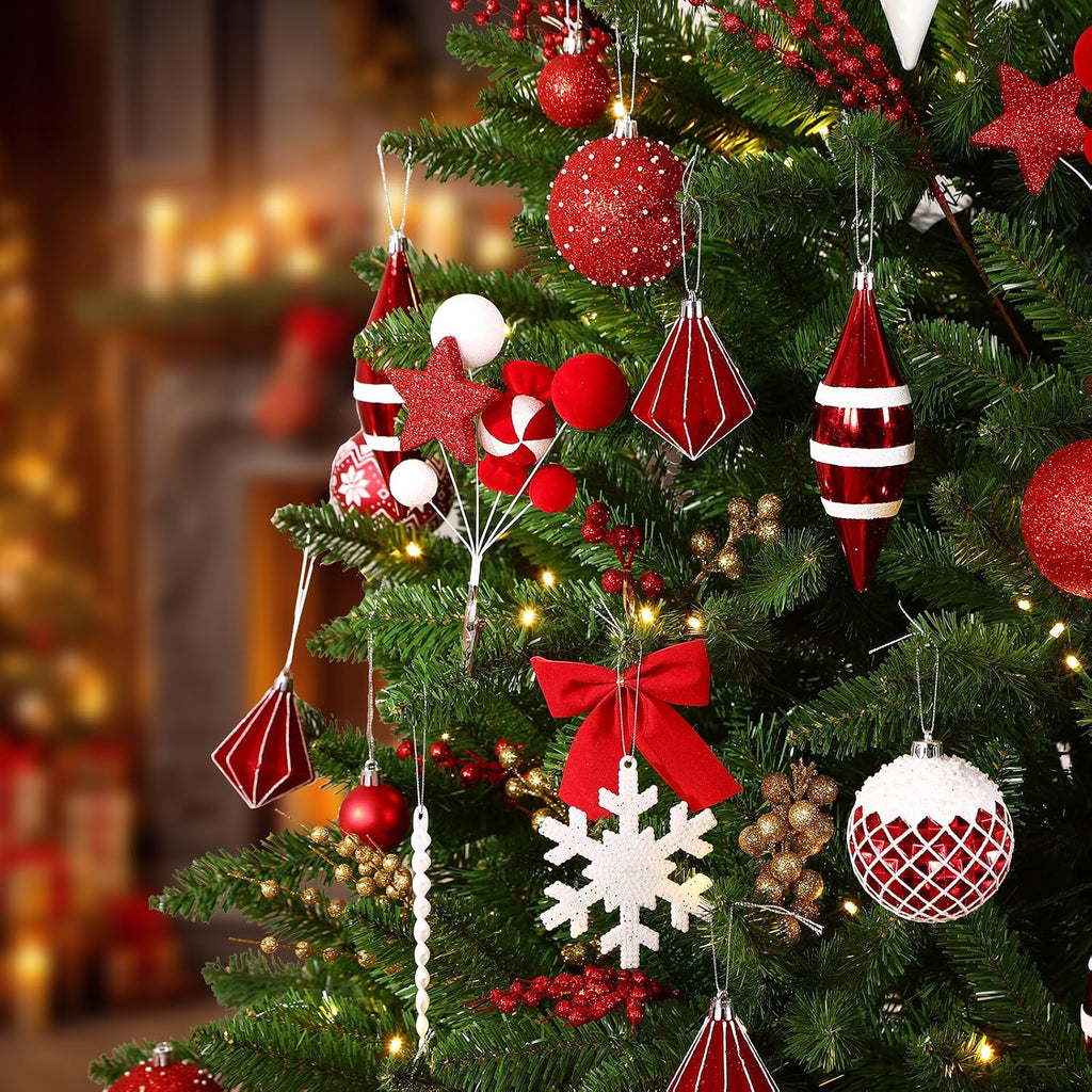 112ct Christmas Tree Balls Ornaments, Classic Pearl Gift Box, Shatterproof Plastic Decorative Baubles for Xmas Tree